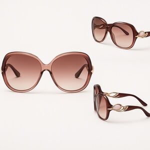 SUNGLASSES | Oversized Butterfly Rise Brown Gradient Lense Glam Vintage Sunglass